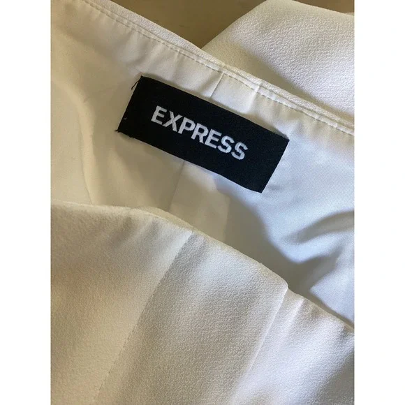 EXPRESS Cropped Wide Leg High Rise Pants White Women's Size 4R - Picture 5 of 8